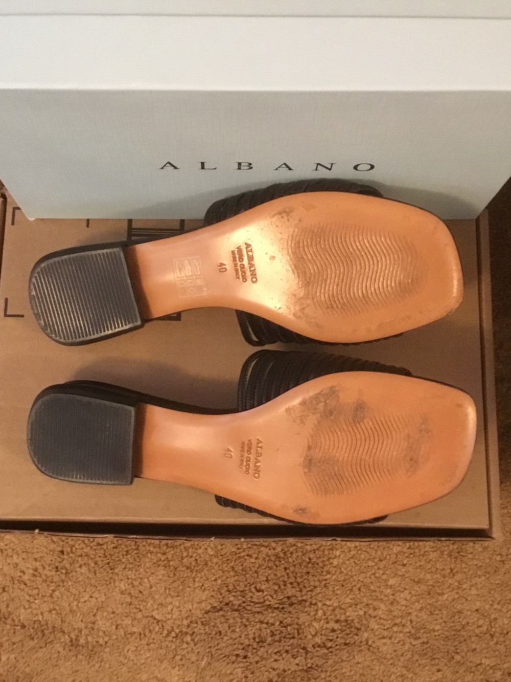 ALBANO (Vero Cuoio) Black Flat Sandals Size 9 (40) with Box Made in Italy - Picture 4 of 8